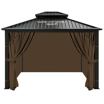 10x10 Gazebo Curtains Outdoor Waterproof, 4 Panel Sidewalls, Mocha