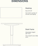 EN1 One-Piece Solid Wooden Standing Desk 55 x 24 Inches Height Adjustable Electric Sit Stand Home Office Desks (White