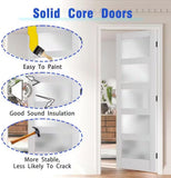 Prehung Interior Door, 32" x 80", 5-Lite Frosted Glass, Prehung Door, Right-Handed, White MDF with Door Jamb &