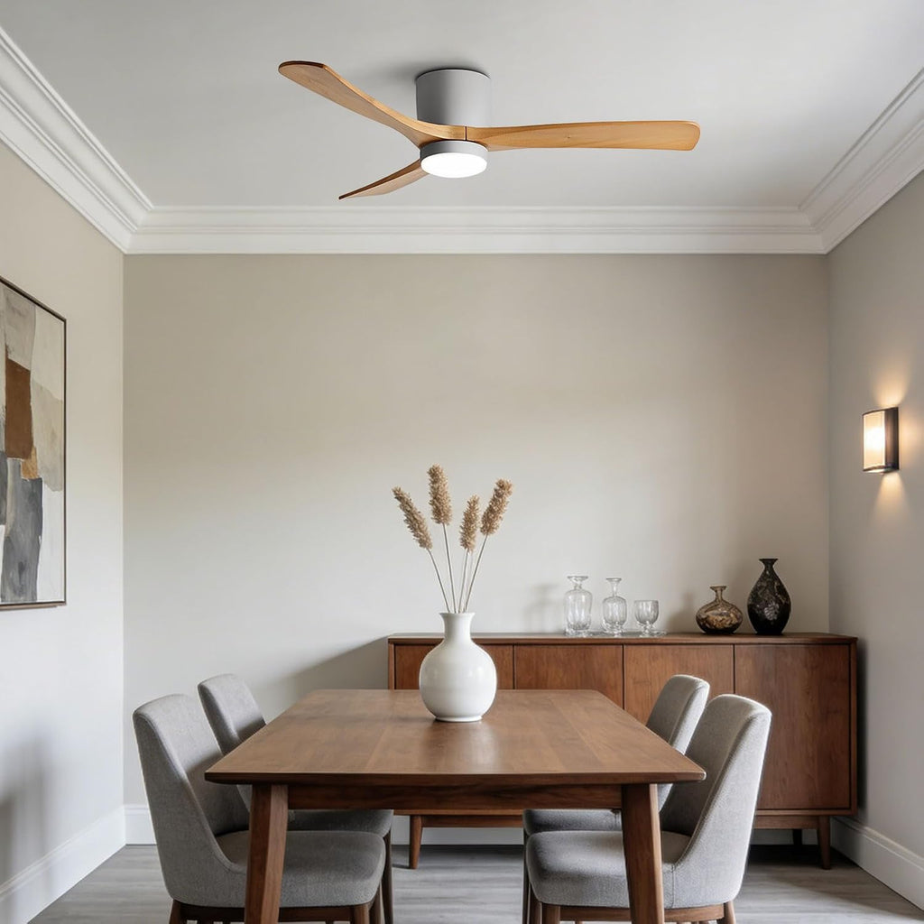 56in Quiet Ceiling Fans with Lights Modern Remote Ceiling Fan Light 6 Gear Wind Speed Ceiling Fans Grey 28W LED