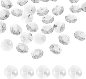 35Pcs 14mm Crystal Octagon Beads, 2-Hole Glass Suncatcher Beads