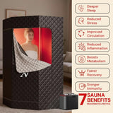 Upgraded Steam Sauna with Red Light Therapy Panel for Personal Home Spa