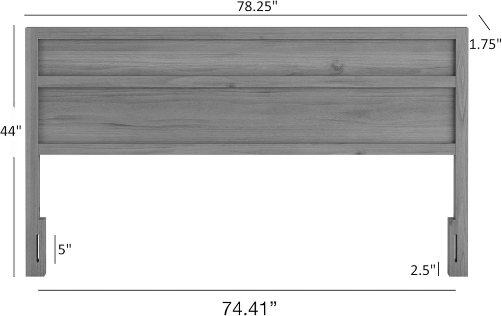 Serene Solid Wood Panel Headboard with Clean-Line Design, King, Stained Pine, Easy Assembly, Quality Materials