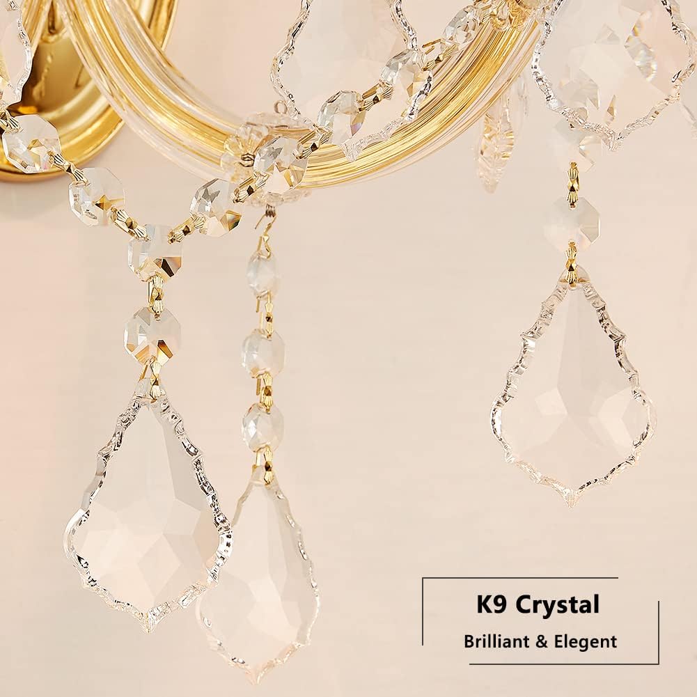 Crystal Wall Lights, Modern Sconce - Brilliant 2 Lights Maria Theresa Wall Lamp Light Fixtures, Gold Wall Mounted