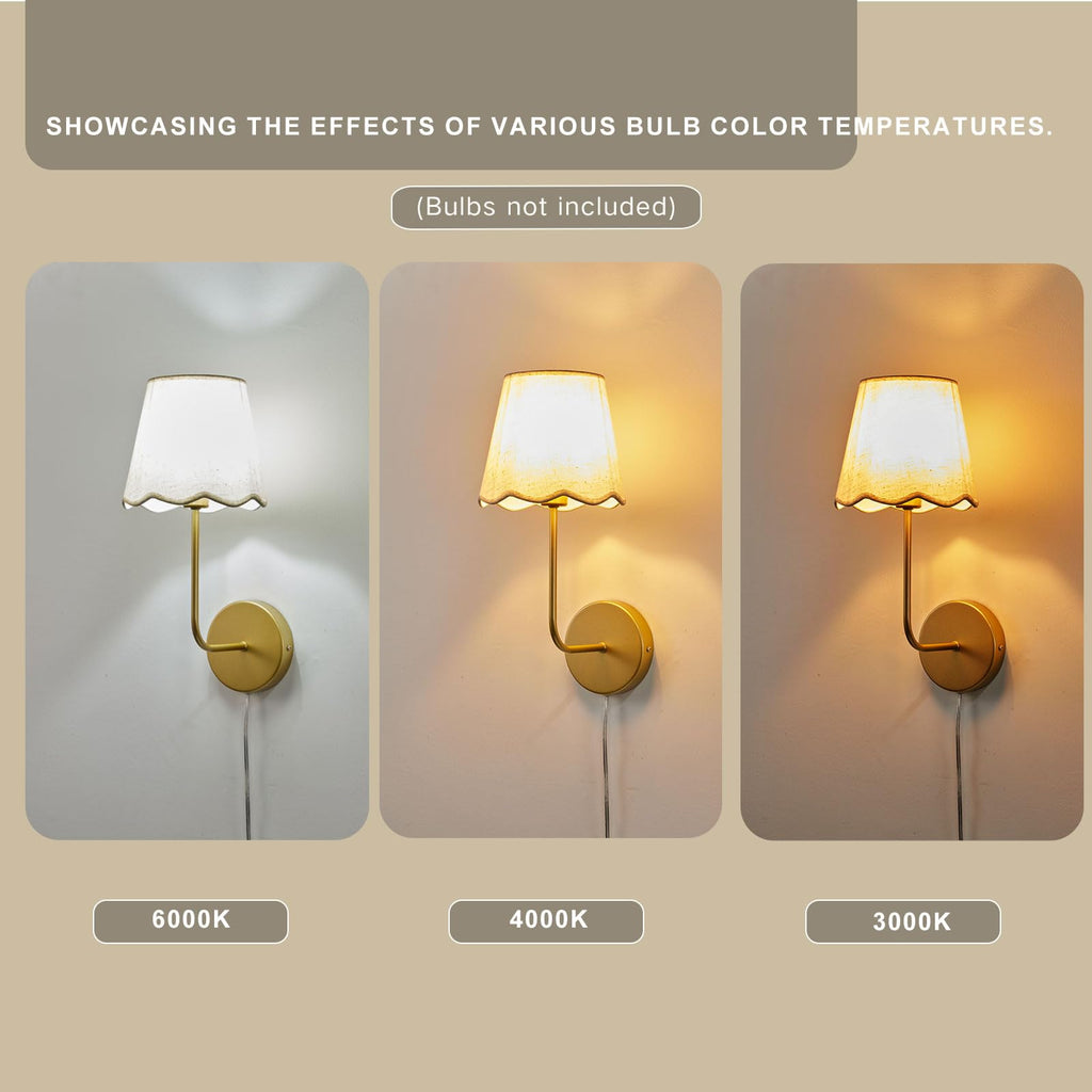 Boho Fabric Wall Sconces Set of 2 Plug
