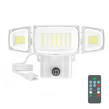 80W Plug in Flood Lights Dusk to Dawn Outdoor Lighting, Exterior LED Security Light with Remote, IP65