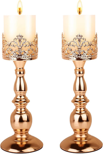 Candle Holders for Pillar Candles Gothic Gold Vintage Tall Candle Holders Set of 2 Decorative Large Table