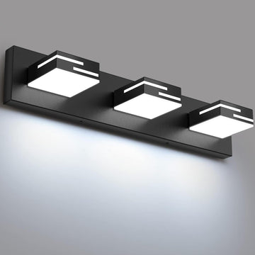LED Modern Bathroom Vanity Light Fixtures, Dimmable Matte Black Vanity Lights Lighting Fixtures Over Mirror, with
