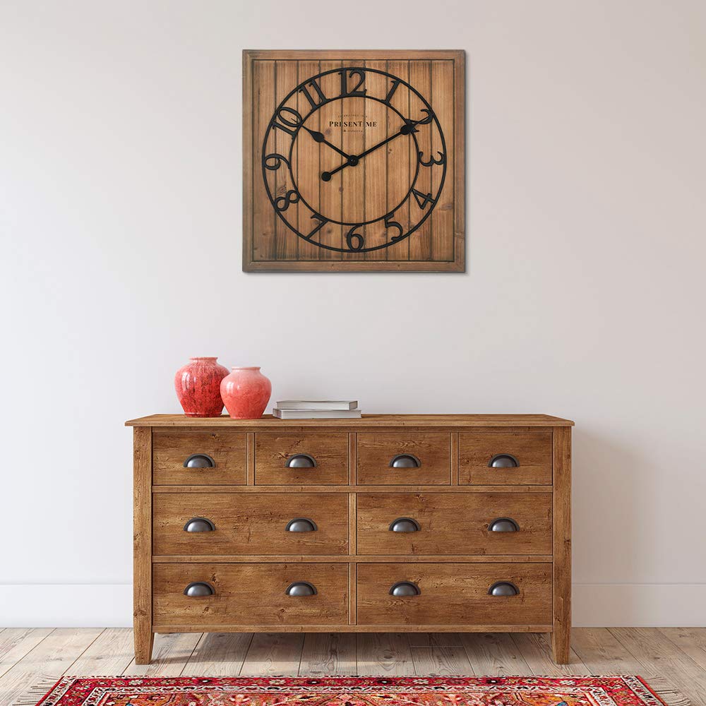 21" Farmhouse Square Shiplap Barn Door Wood Clock