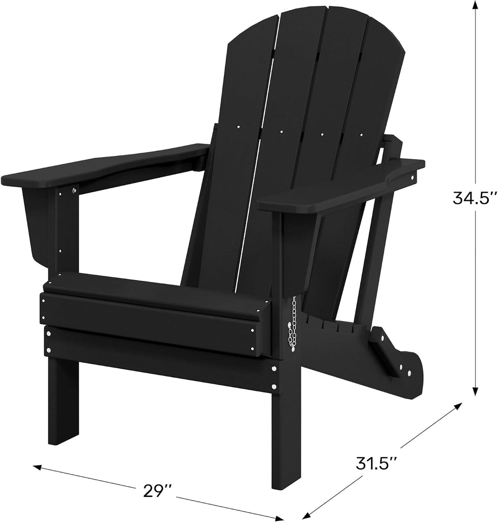 Malibu 2 Piece Set Outdoor Folding Poly Adirondack Chair, Red