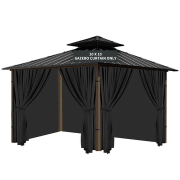 Gazebo Universal Replacement Privacy Curtain, 10'X10' Gazebo Curtains Outdoor Waterproof, 4-Panels Sidewall with