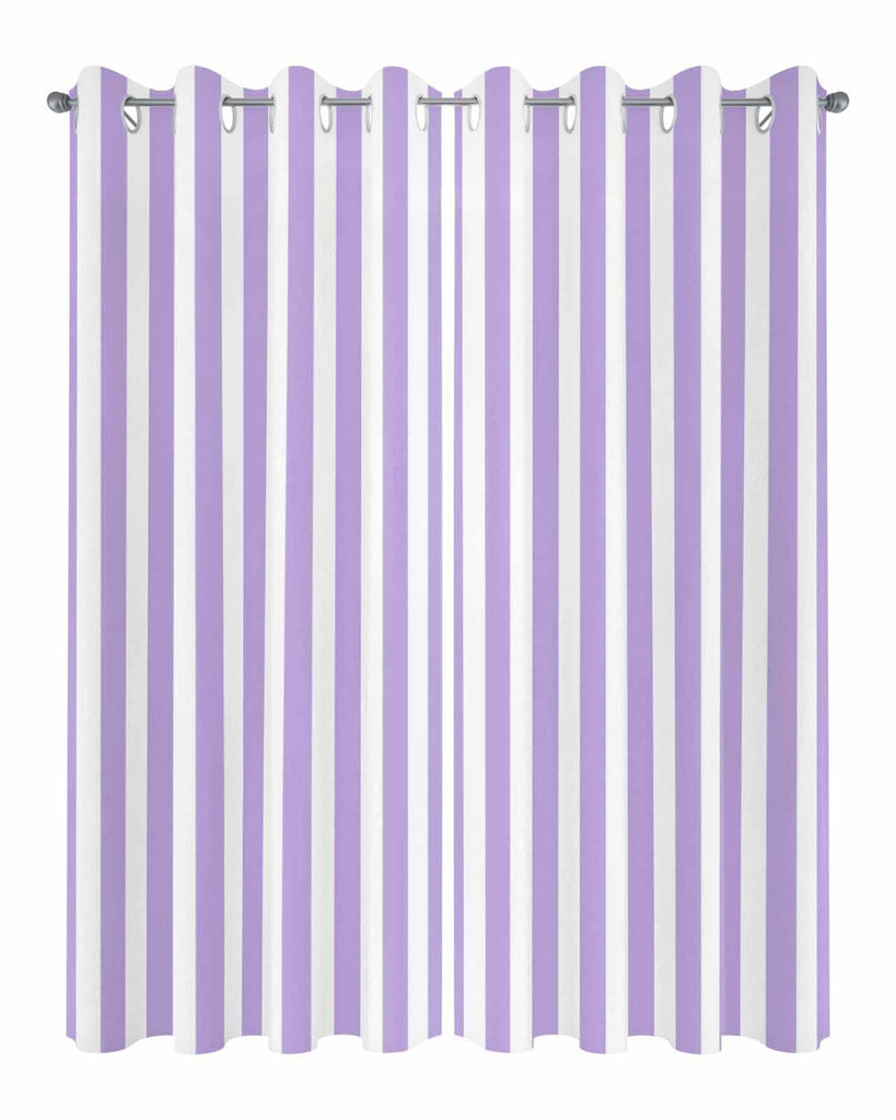 Stripe Outdoor Curtains Waterproof Outside Curtain 2 Panel, Purple White Window Treatment Drapes Vertical Striped