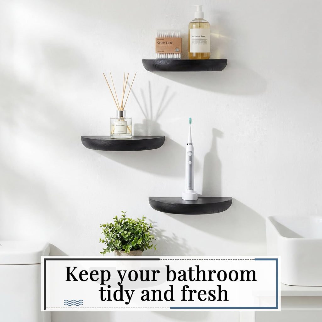 4 Pcs Half Round Small Floating Wall Shelves, Black