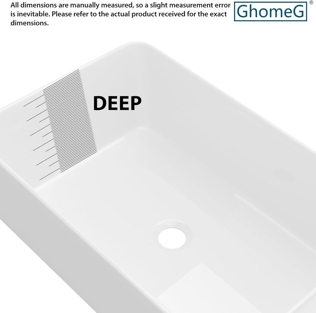 Rectangular Bathroom Vessel Sink 21"x14" Rectangle Above Counter White Porcelain Ceramic Vessel Vanity Sink Art Basin
