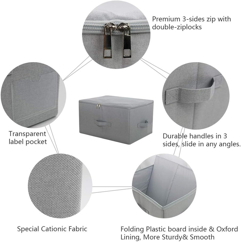 17.6 X 13.6 X 9.7",Folding Closet Clothes Storage Boxes with Zip Lid, 2 PCS | 17.6"x 13.6"x 9.7", drawer Cubes