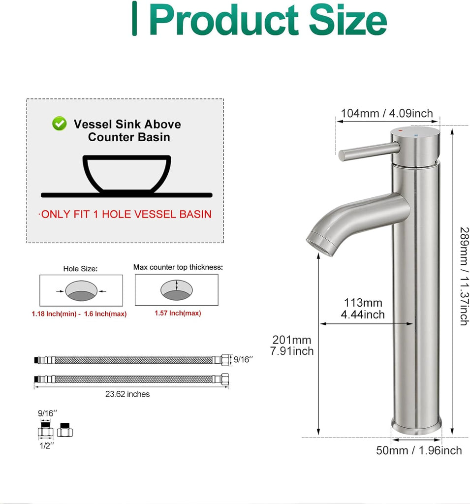 Vessel Sink Faucet Chrome Modern Tall Bathroom Faucets Single Handle One Hole Rv Vanity Lavatory Bathroom Sink Faucet