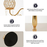 2Sets 5 Arm Gold Crystal Candelabra Centerpieces for Table,29.5 Inch Tall Metal Candlestick Holdersrty Table Decoration