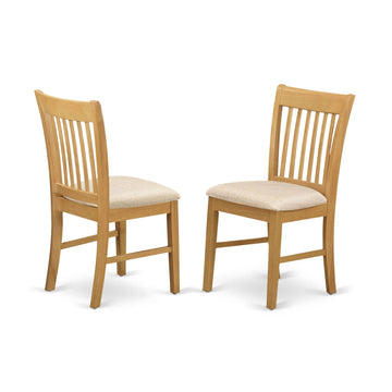 West Furniture NFC-OAK-C Norfolk Kitchen Dining Chairs - Linen Fabric Upholstered Wood Chairs, Set of 2, Oak