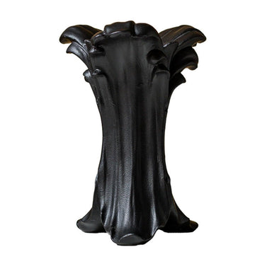 Gothic Ceramic Vase, 8.74×6.46×5.63inches, Matte Black Flower Vase for Red & Black Roses, Dark Academia Witchy