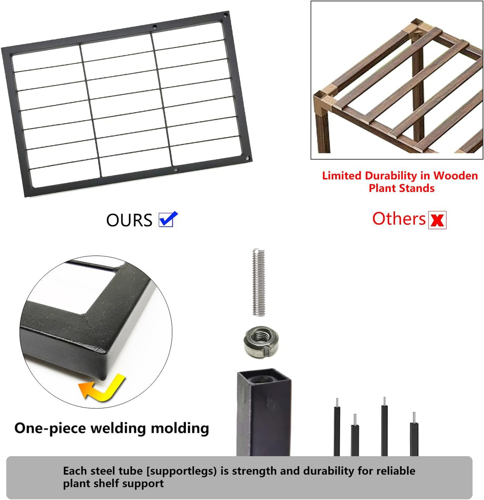 Heavy Duty Metal Plant Stand, 5 Tiers Multifunctional Plant Stand for Indoor Outdoor, for Tall Large Rack Garden