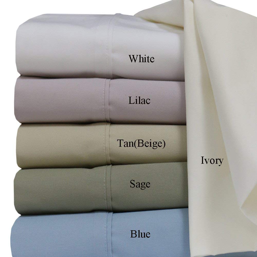 Hotel King Sheets Set, 250 Thread Count Cotton Percale, Lilac