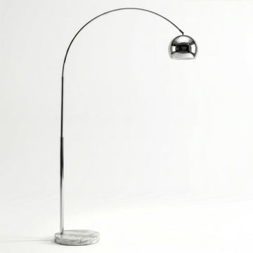 Olivia Floor Lamp - Chic Arc Lamp with Rounded Spolight Head and Marble Base, Tall Standing Lamp with LED Light Bulb