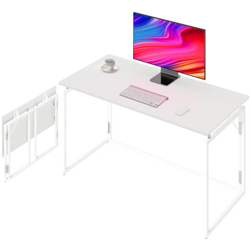 39.4" Folding Desk: No Assembly, Wood Top for Small Spaces