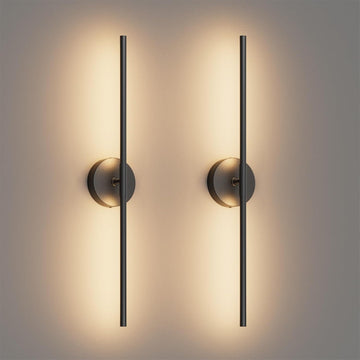 28In Black Wall Sconce Set of Two Hardwired 3000K LED Modern Wall Light Fixture 360° Rotatable for Living Room