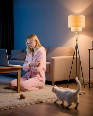 Gold Tripod Floor Lamp, Modern Floor Lamp, Standing Lamp with Linen Shade, E26 Bulb Included, 66" Ta