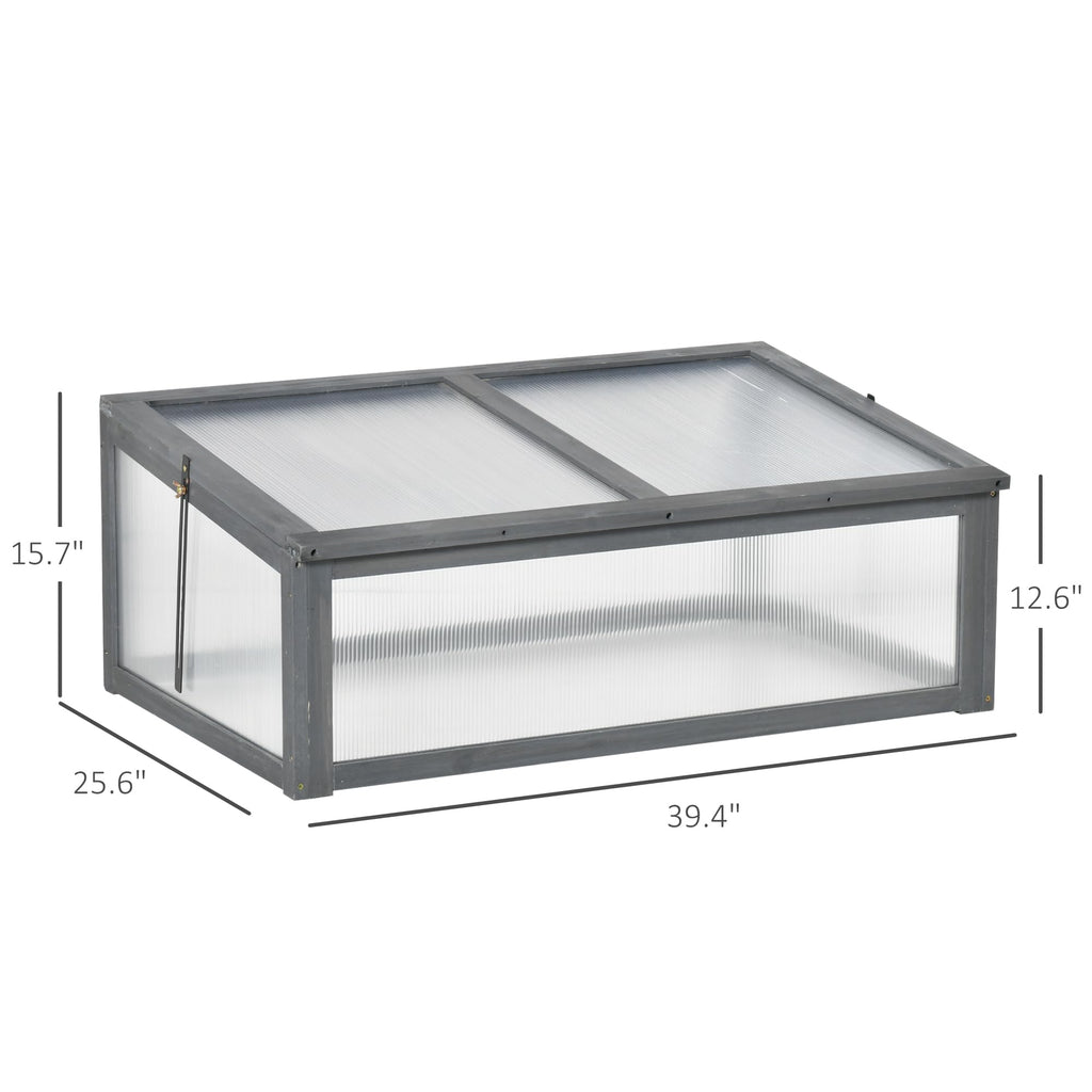 Wooden Cold Frame Mini Greenhouse 39" x 26" x 16" Gray
