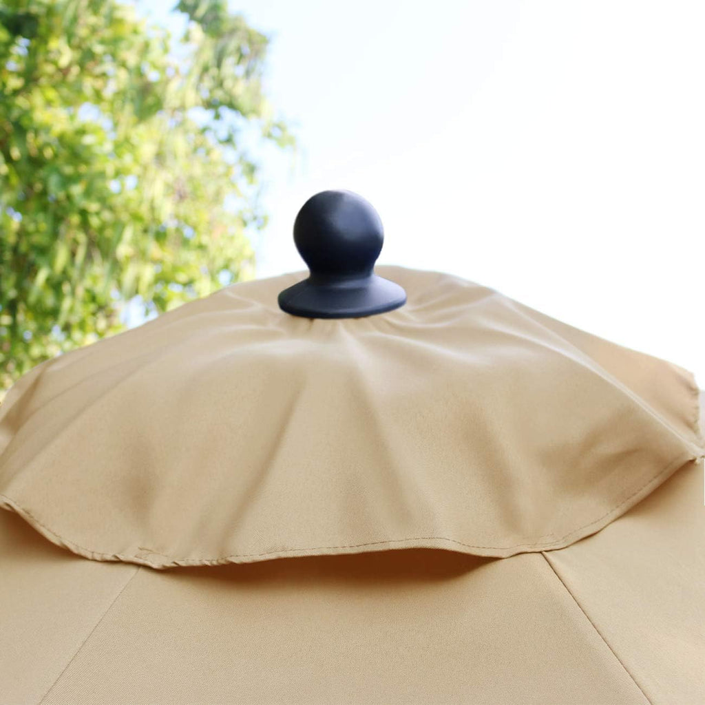 9Ft Patio Umbrella Outdoor Table Umbrella with 8 Sturdy Ribs (Tan)