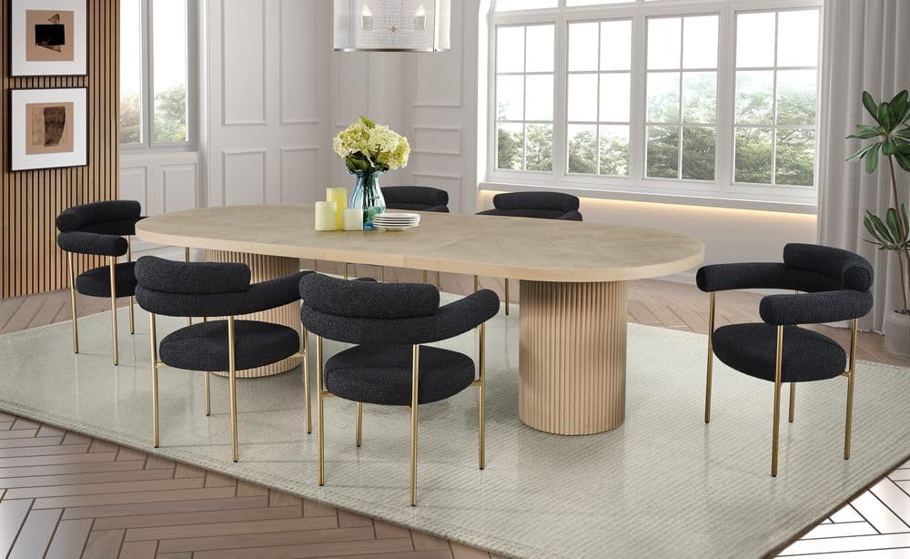 Dobby 90"-123" Extendable Oval Wooden Mid Century Modern Dining Table with Double Pedestal Base, Oval Dining Table