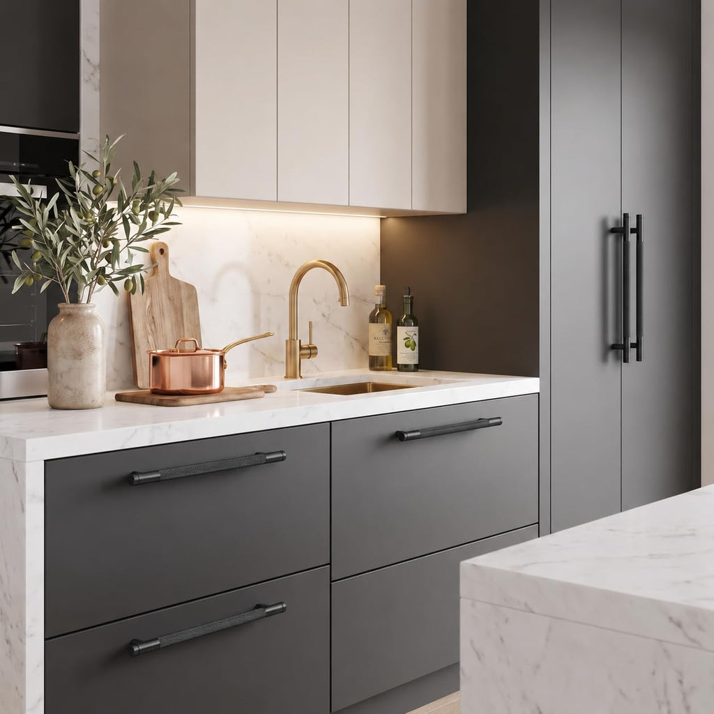 24 Inch(610mm) Drawer Appliance Handles Knurled Black Cabinet Pulls Drawer Pulls Kitchen Hardware Kitchen