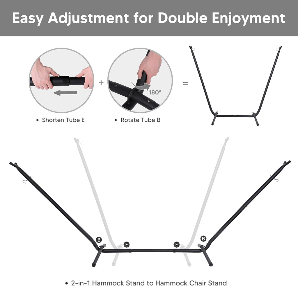 2-in-1 Hammocks Hammock Chair with Stand, Patented, Blue Stripe | 475 lbs Capacity, Heavy Duty Two Person Hammock