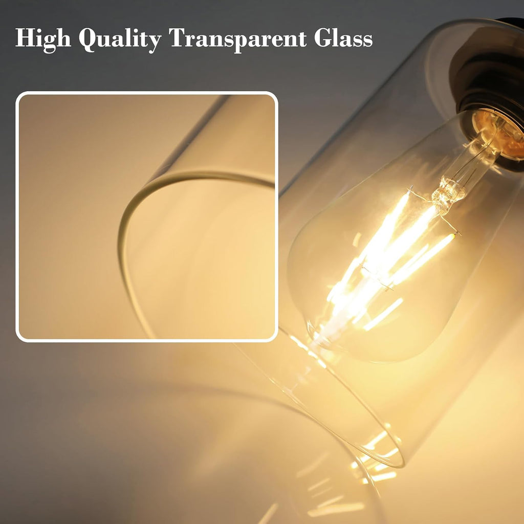 Modern Bathroom Light Fixtures, 3 Light Vanity Lights, Black Wall Lamp with Clear Glass , Mirror, Living Room