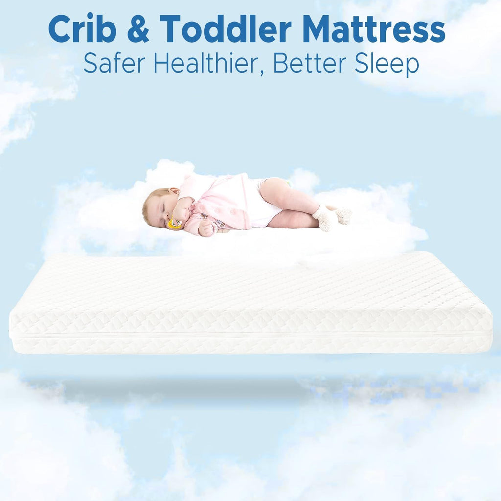 Crib Mattress, Dual Sided Memory Foam Toddler Bed Mattress | Breathable Removable and Washable Cover, 100% Knitted