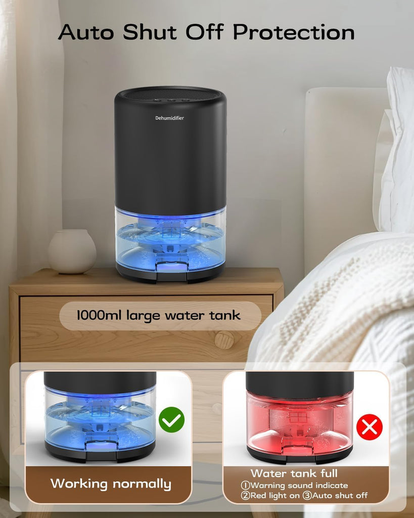 Dehumidifier, 35 oz Small Dehumidifiers for Home, Bathroom, Bedroom, Closet, Ultra-Quiet with Sleep Mode