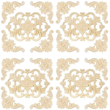 20Pcs Wood Carved Onlays, Unpainted Furniture Cabinet Door Decor Ornaments