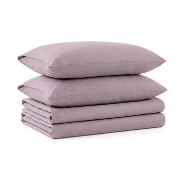 Triple Brushed Soft Cotton Flannel Sheets Set, Queen Size Weight Extra Deep Pocket Sheet in Solid Lavender