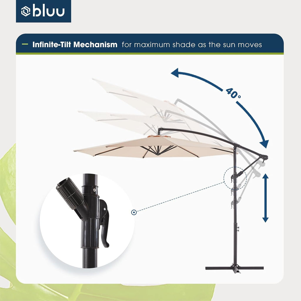 WUFF 10ft Patio Offset Umbrella Cantilever Umbrella Hanging Market Umbrella
