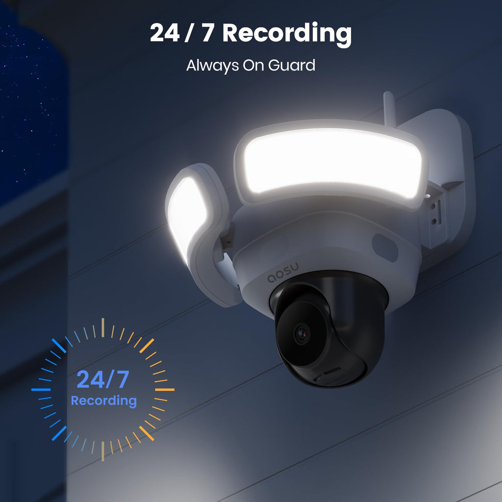 Wired Floodlight Camera 3K 2600-Lumen 24/7 Recording