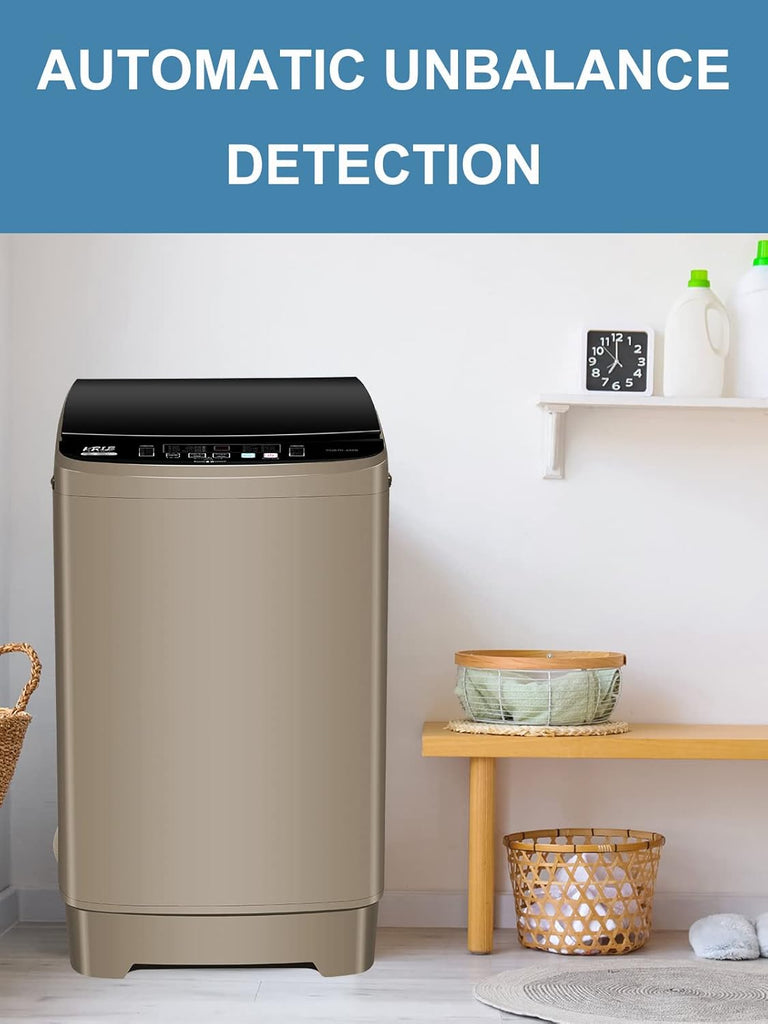 Full-Automatic Washing Machine 17.7 lbs Small Compact Portable 10 Wash Program & 8 Water Level Compact Washer with LED