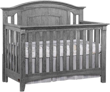 Modern Wood 4 in 1 Convertible Crib in Graphite Gray Finish, Nursery Furniture for Infant and Toddler Sleeping