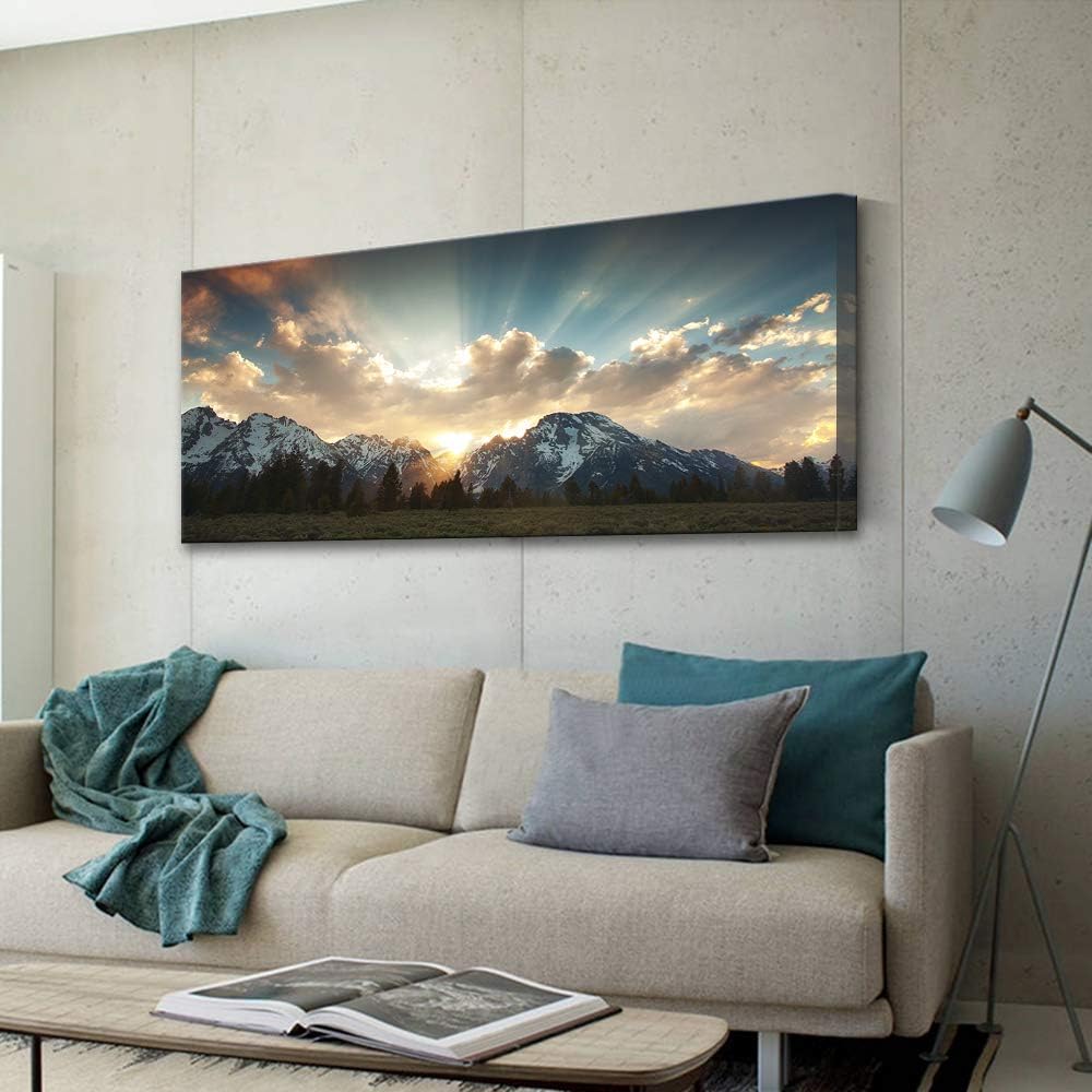 Yellowstone National Park Canvas Wall Art Sunrise Moment Famous American Landscape Artwork Large Motivational Living