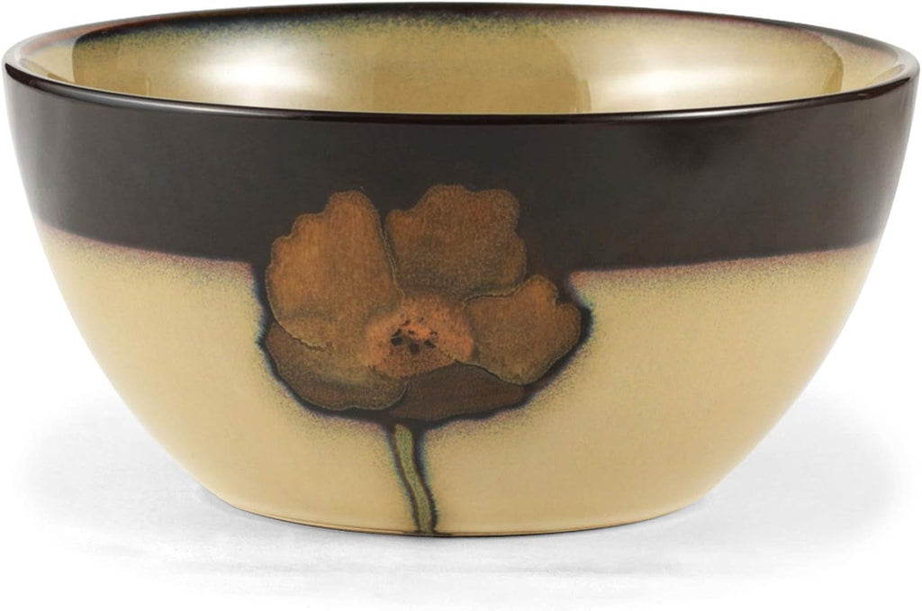 Painted Poppies 16-Piece Dinnerware Set, Service for 4, Colorful Floral Stoneware Plates, Bowls, and Mugs