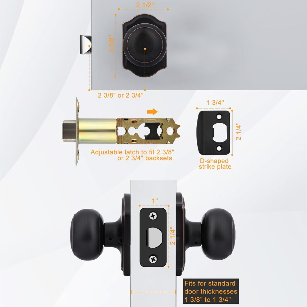 Oil Rubbed Bronze Closet Door Knobs, Passage Door Knobs Interior