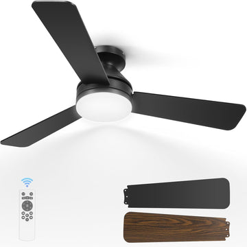 42 Inch Low Profile Ceiling Fan with Light and Remote Control, Reversible, LED Dimmable for Bedroom Living Room Indoor/Outdoor Patio Use
