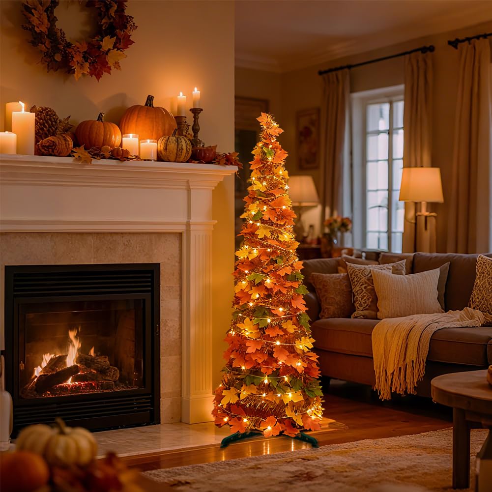 5.2FT Fall Tree Fall Decor, Thanksgiving Maples Tree for Fall Porch Decor, Thanksgiving Decorations