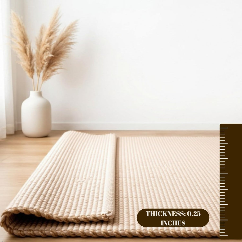 Jute Cotton Hand Woven Natural Farmhouse Area Rug