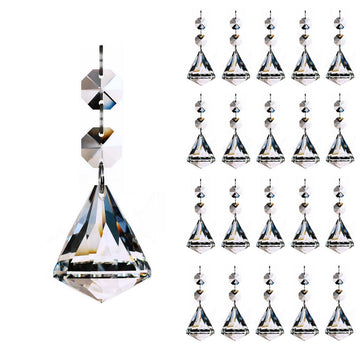 20pcs Crystal Suncatcher Prism Hanging Glass Ball 30mm Clear